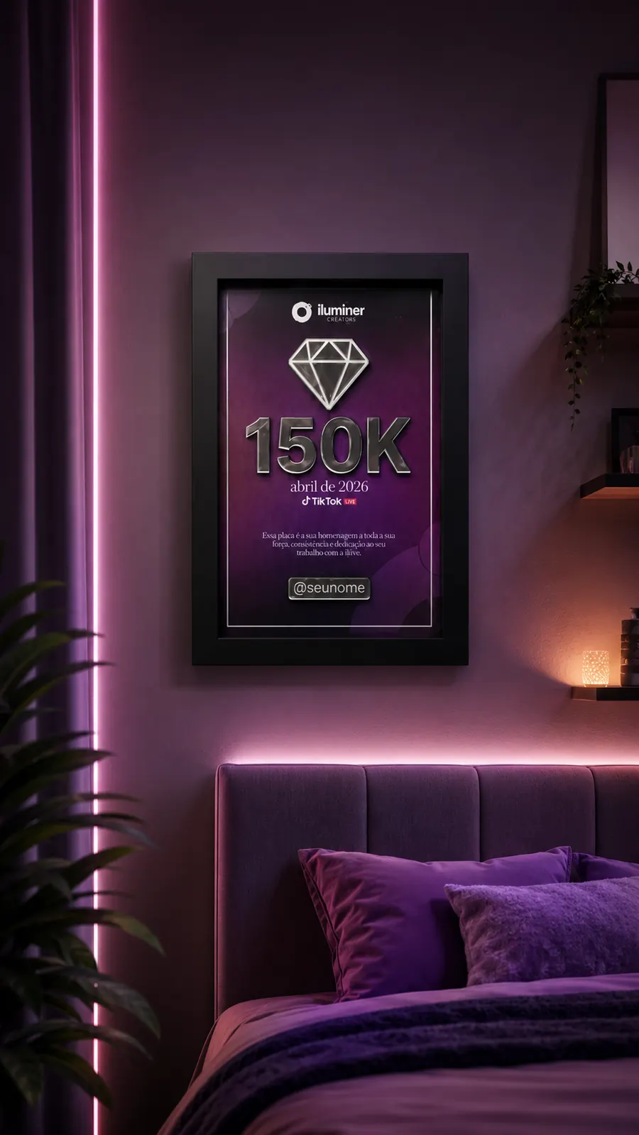 Placa de reconhecimento Nível Elite (150K diamantes) da Iluminer Creators