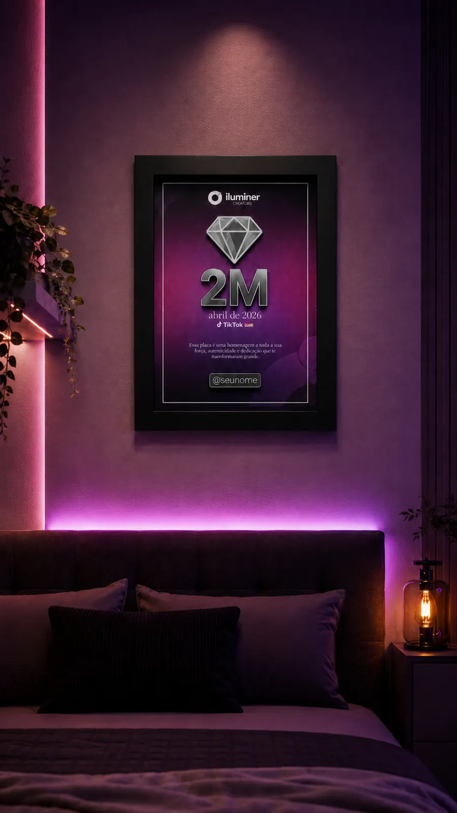 Placa de reconhecimento Nível Pro+ (2M diamantes) da Iluminer Creators